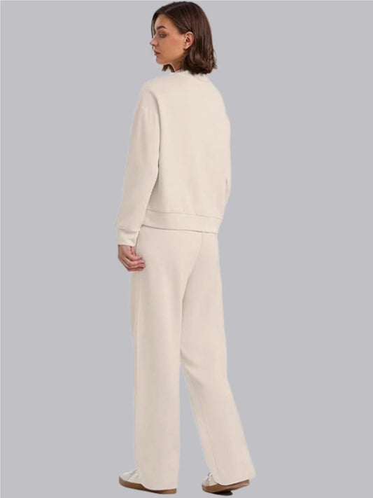 Sports Casual Suit Long-sleeved Pullover Sweatshirt Wide-leg Pants 2-piece Sets