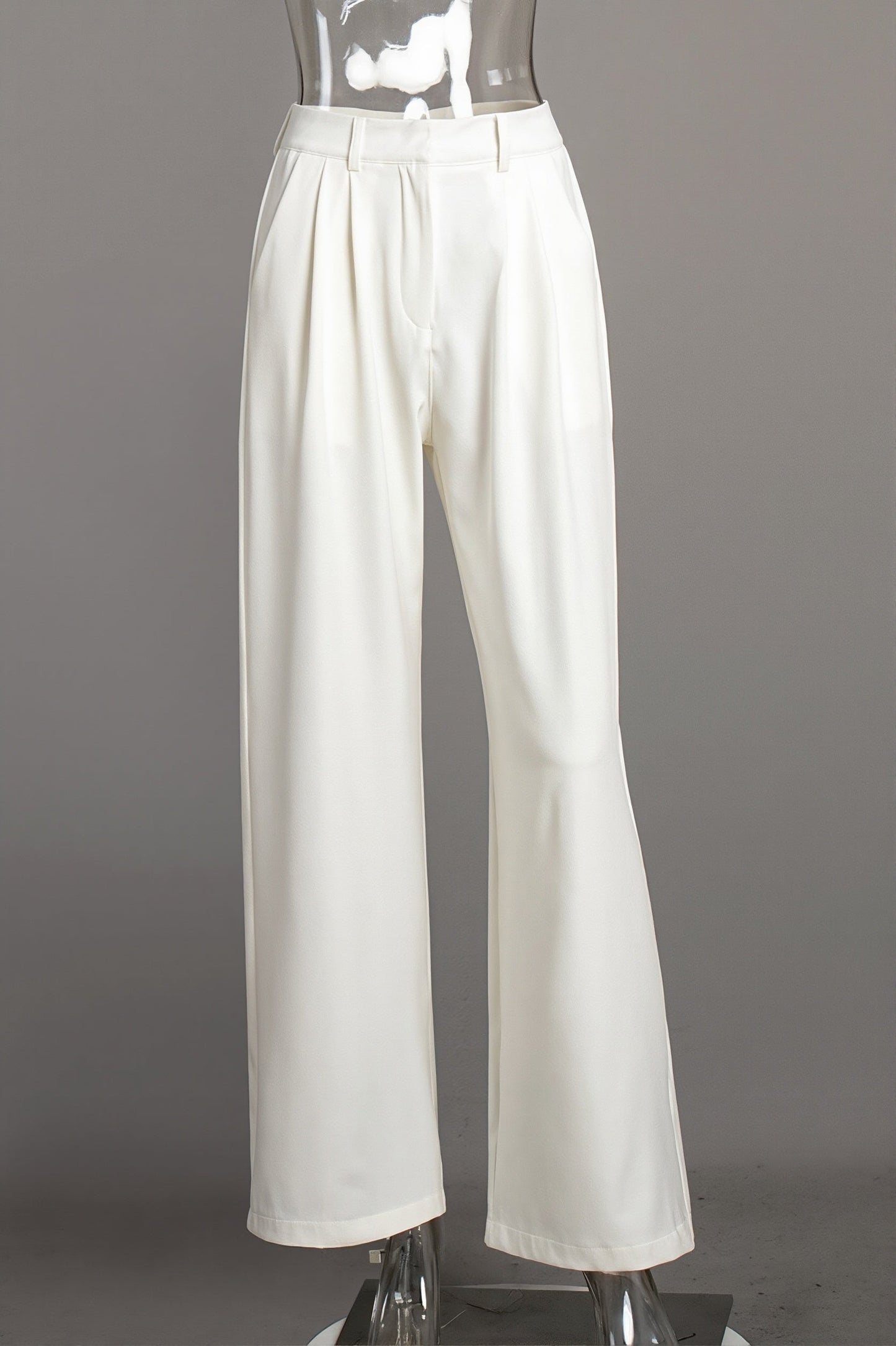 Chic White High Waist Loose Pants