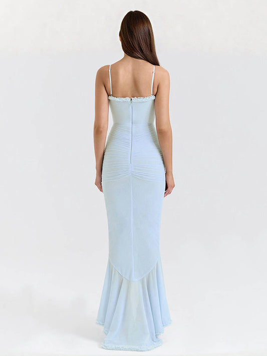 Ruffled Front Party Gown Long Slip Dress For Women 2026
