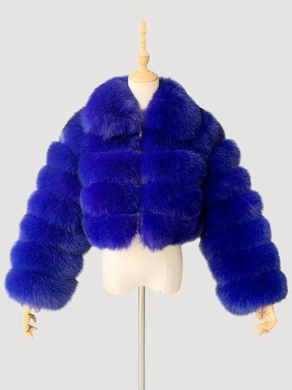 Plush Faux Fur Coat Turndown Collar Winter Short Jacket For Women 2026
