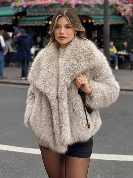 Faux Fur Coats Cozy Winter Women Chic Eco-friendly Fur Jacket In Burgundy