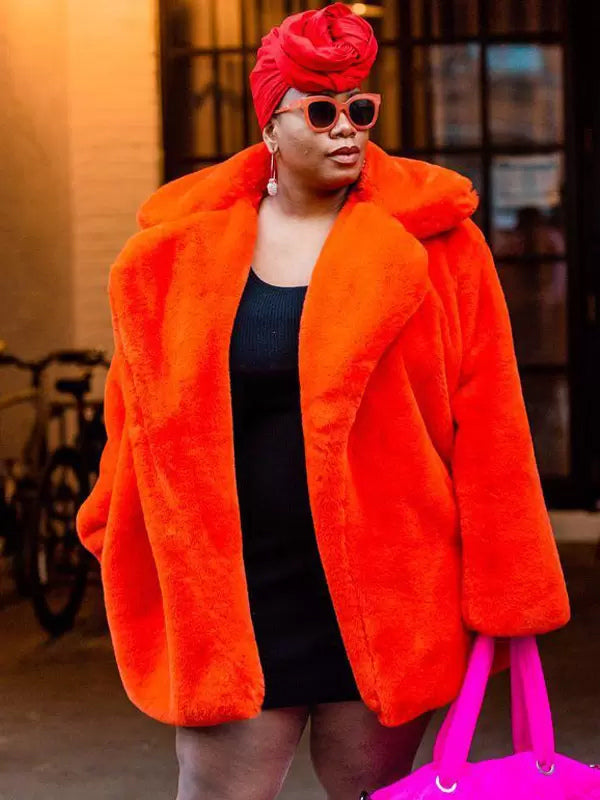 Faux Fur Coat Notched Lapel Winter Chic Eco-friendly Long Jacket For Women 2026