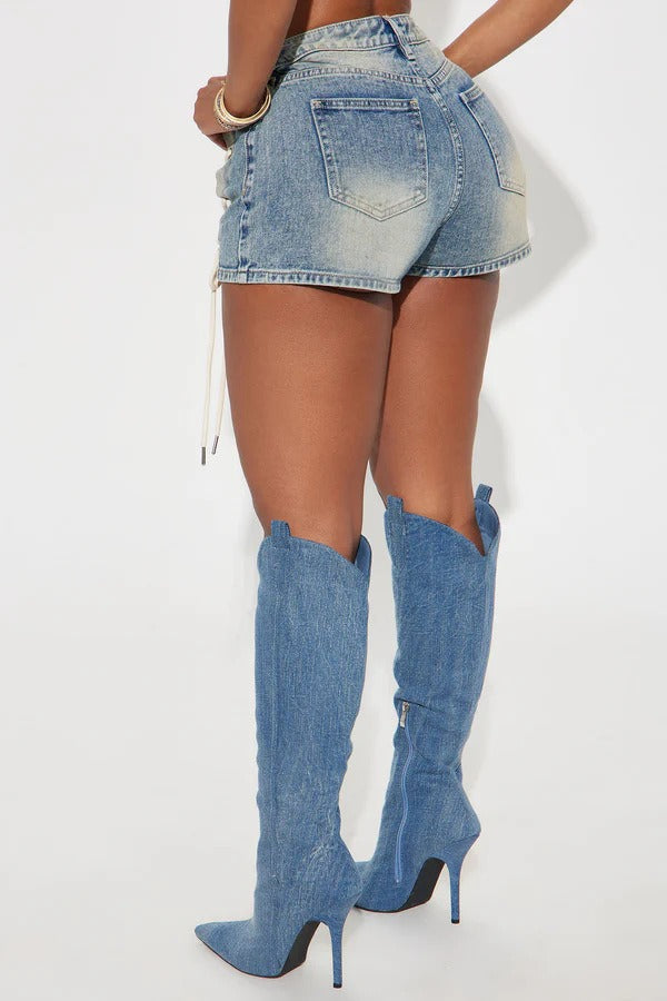 Trendy Jacket Two Piece Shorts Set