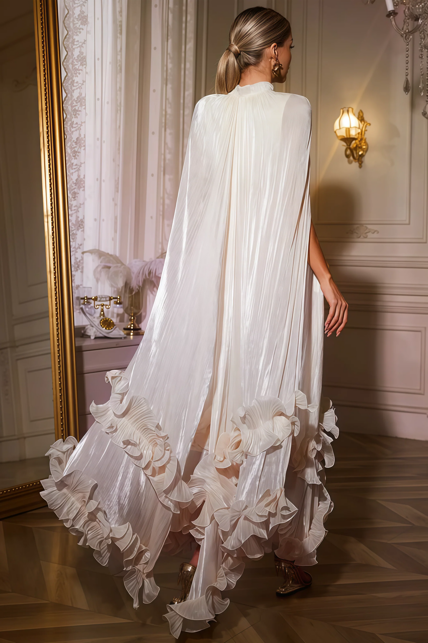 Alarip Shawl Ruffle Maxi Dress