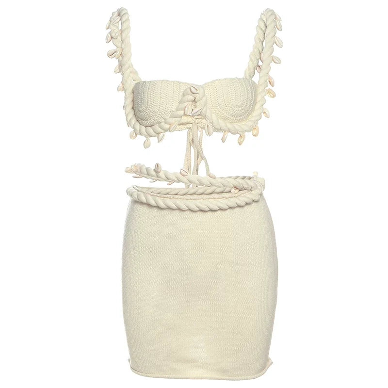 Twist Front Cutout Skirt Set