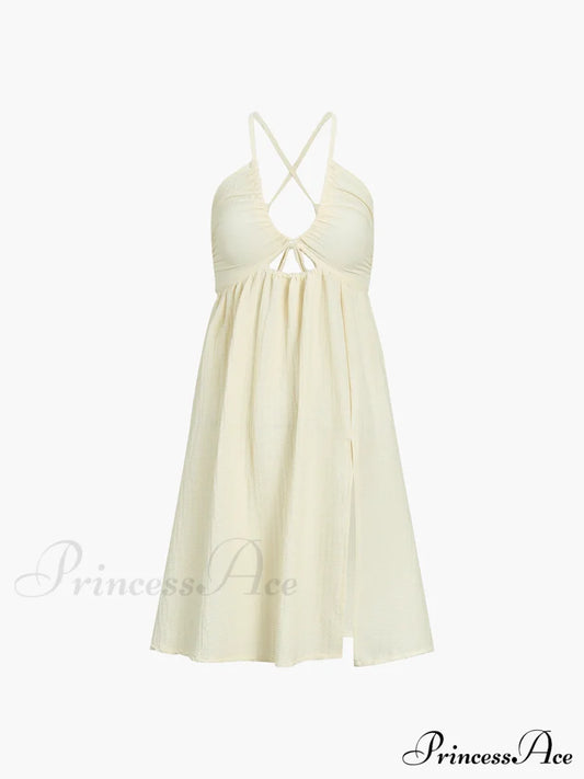 Backless Criss Cross Trendy Split Midi Dress