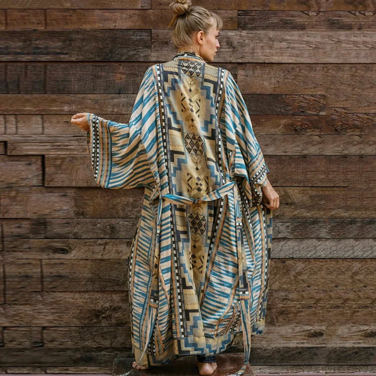 Boho Kimono Rayon Print Bikini Cover Up Loose Summer Dress