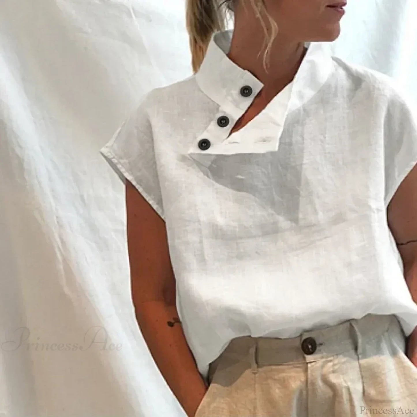 Cotton Loose White Blouse Summer Blouse
