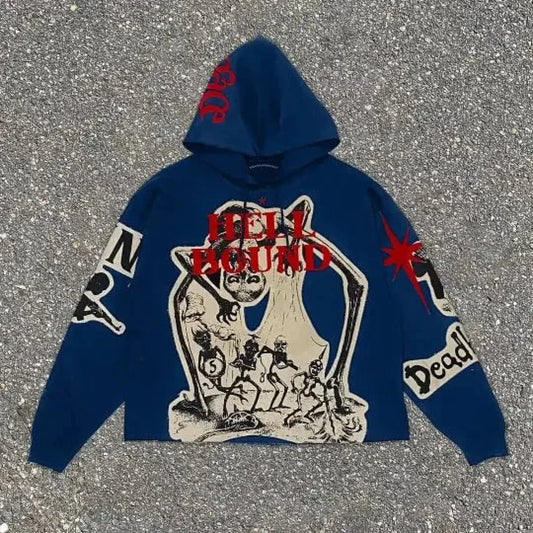 Dark Mummy Print Oversized Hoodie