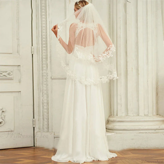 Double Strap Deep V-Neck Lace Wedding Dress