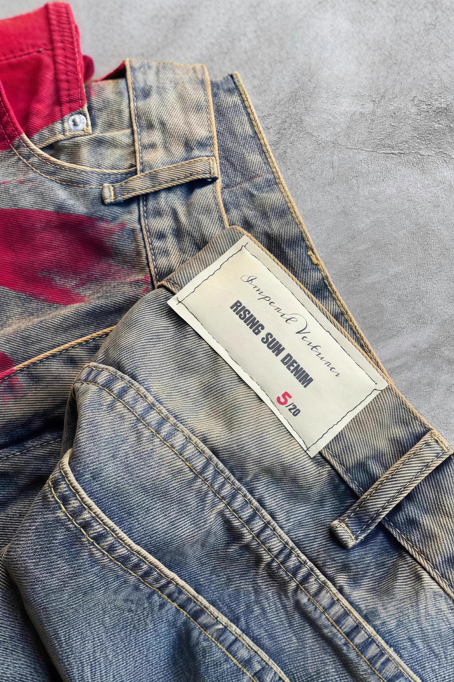 Vintage Washed Printed Wide Leg Floor Jeans