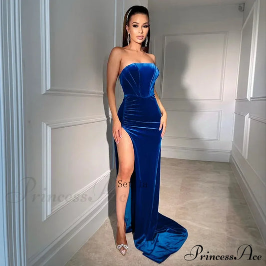 Evening Velvet Black Strapless Sleeveless Sexy Club Midi Dress