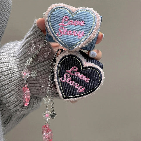 3D Denim Love Heart Coin Purse