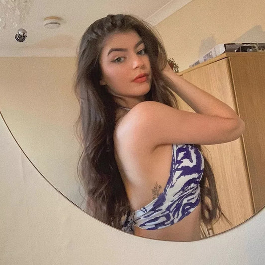 Cute Sexy Tie Dye V-Neck Lace Up Halter Backless Beach Crop Top Summer Aesthetic Casual E-Girl Kawaii Korean Japanese Harajuku