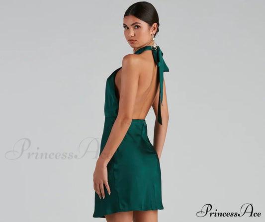Flirtatious Flare Stylish Halter Skater Dress