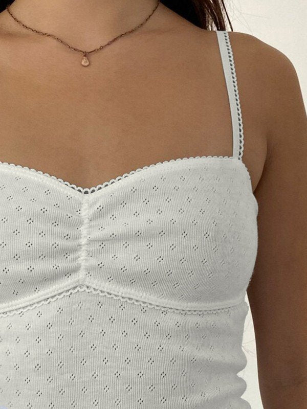 Vintage Lace Trim Crop Cami Top
