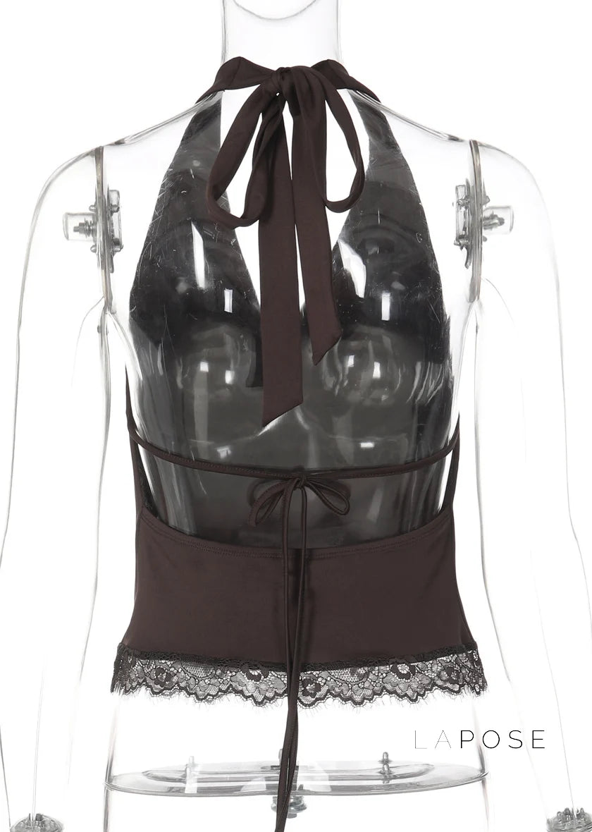Cielo Lace Halter Crop Top