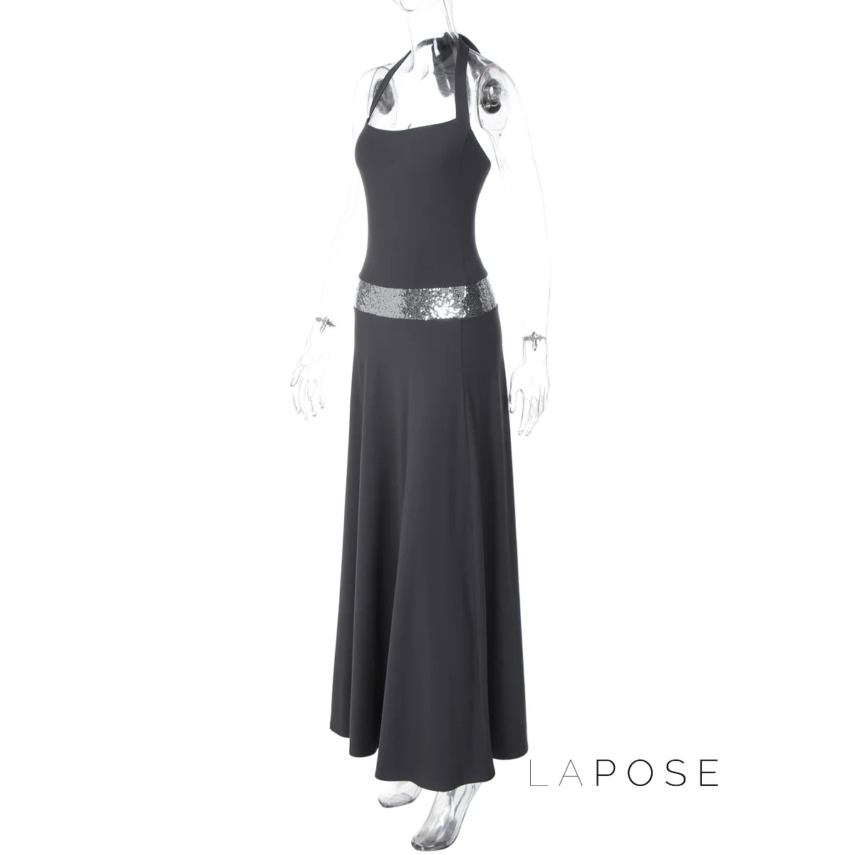 Eleanor Sequin Halter Maxi Dress