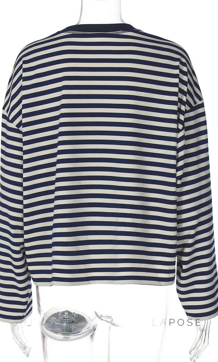 Elva Contrast Stripe Long Sleeve Top