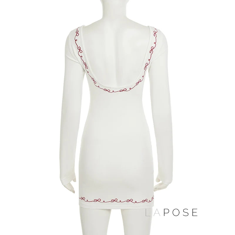 Frida Embroidered Long Sleeve Mini Dress