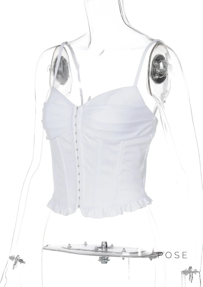 Mahina Strappy Button-Front Crop Top