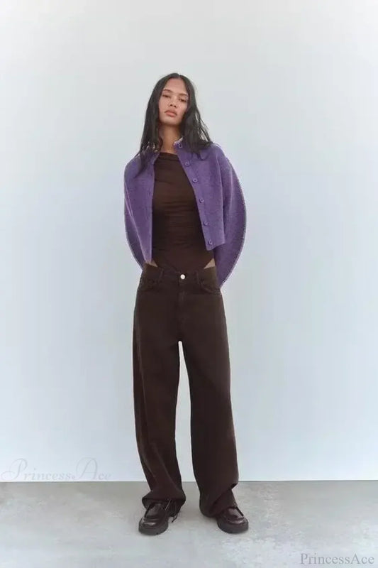 Lazy Loose High Collar Long Sleeve Cardigan