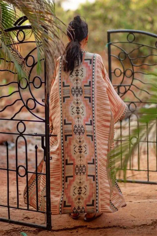 Orange Floral Cotton Kimono Beach Cover up Boho
