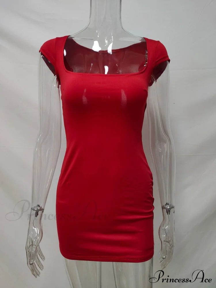 Solid Color Sexy Slim Hollow Out Mini Dress