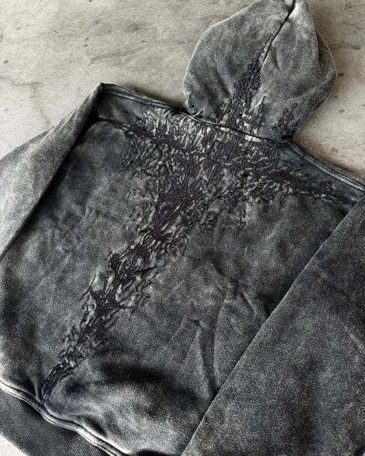 Vintage Embroidery Oversized Hoodie
