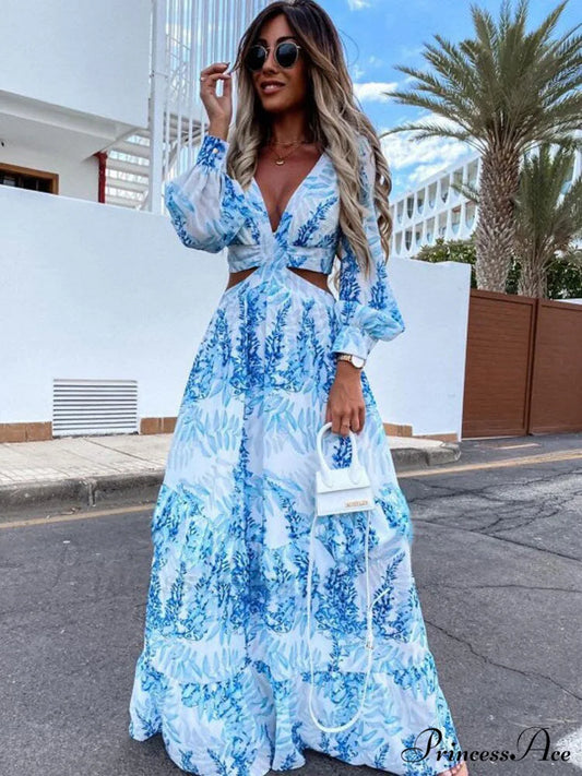 with Long Gown Bachelorette Design V-Neck Flowered Full-Length Sleeves