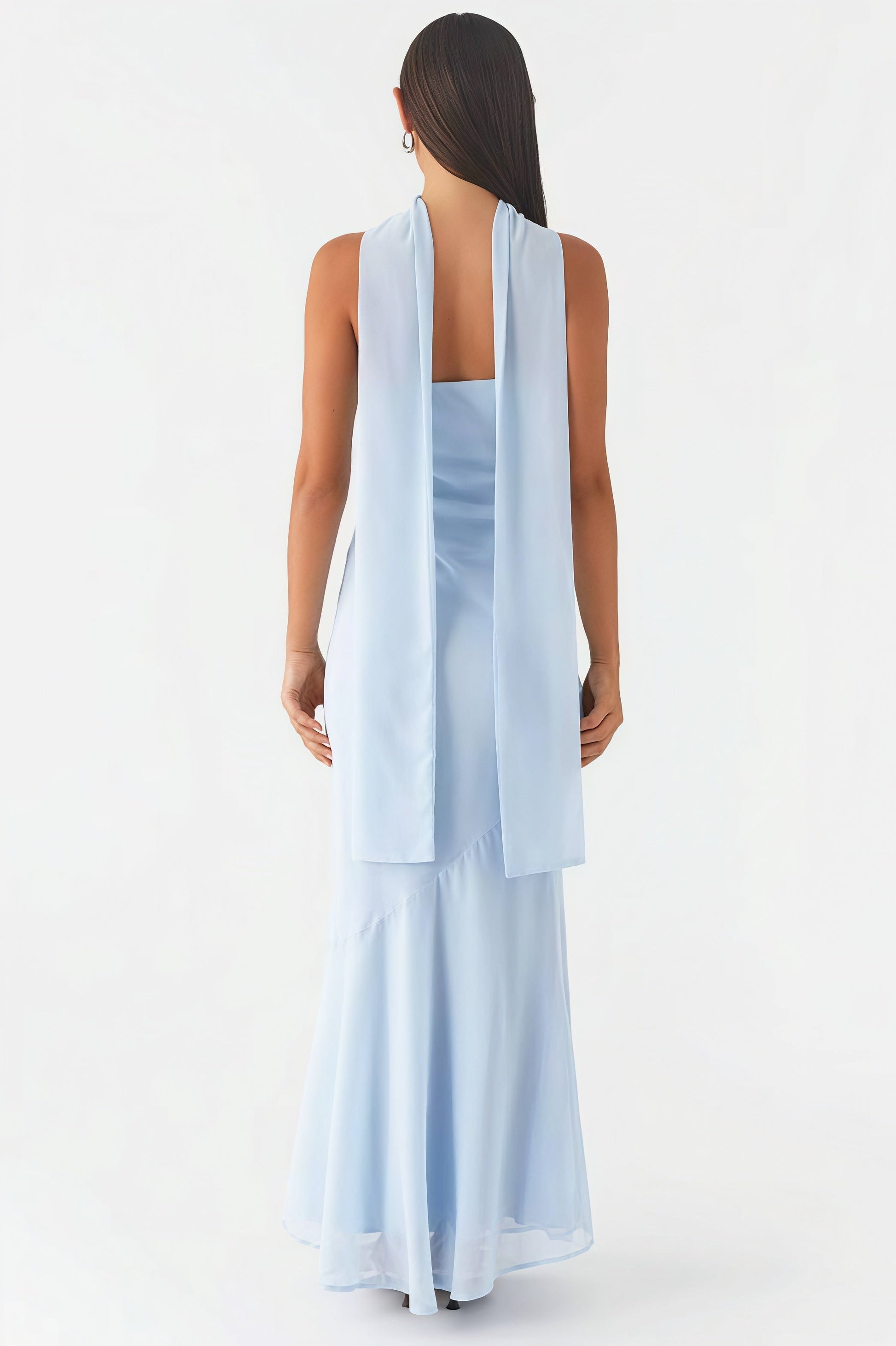 Floral Tie Fishtail Vacation Maxi Dress