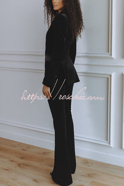 Delicate Daze Velvet High Rise Elastic Waist Flare Pants