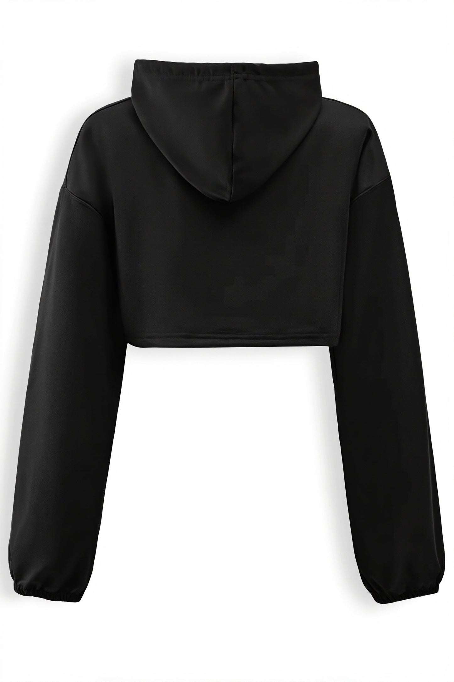 Solid Long Sleeve Slim Cropped Hoodie