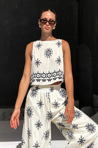 Boho Linen Tank Casual Two Piece Set