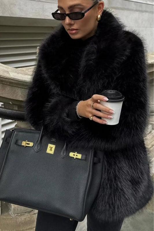 Solid Eco Faux Fur Coat