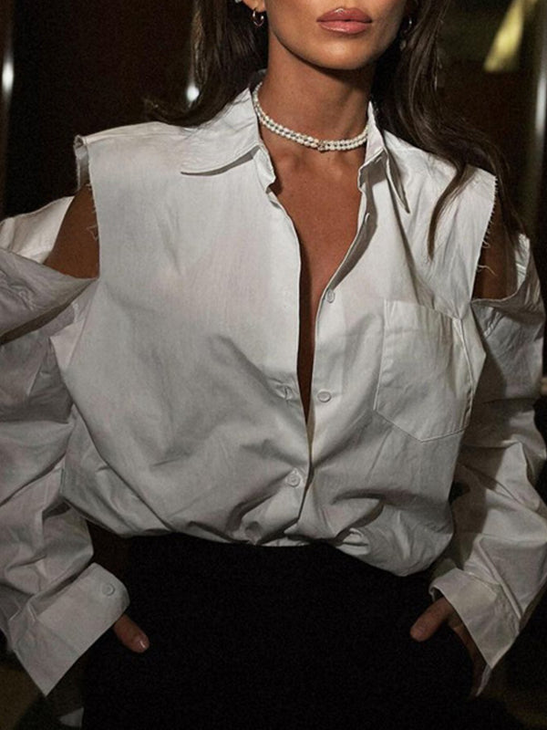 Off Shoulder Loose Long Sleeve Blouse
