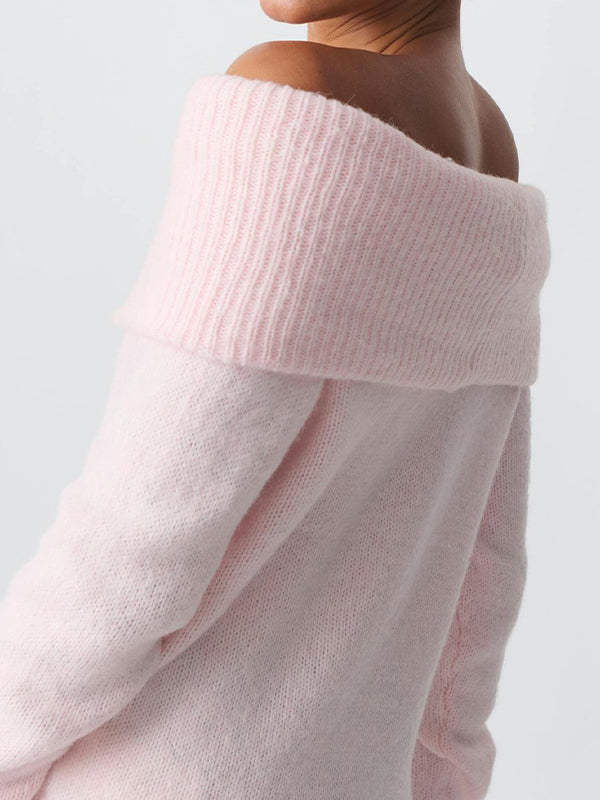 Solid Color Off Shoulder Oversized Sweaters