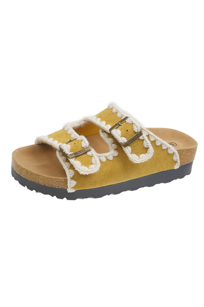 Candy Color Embroidery Platform Sandals