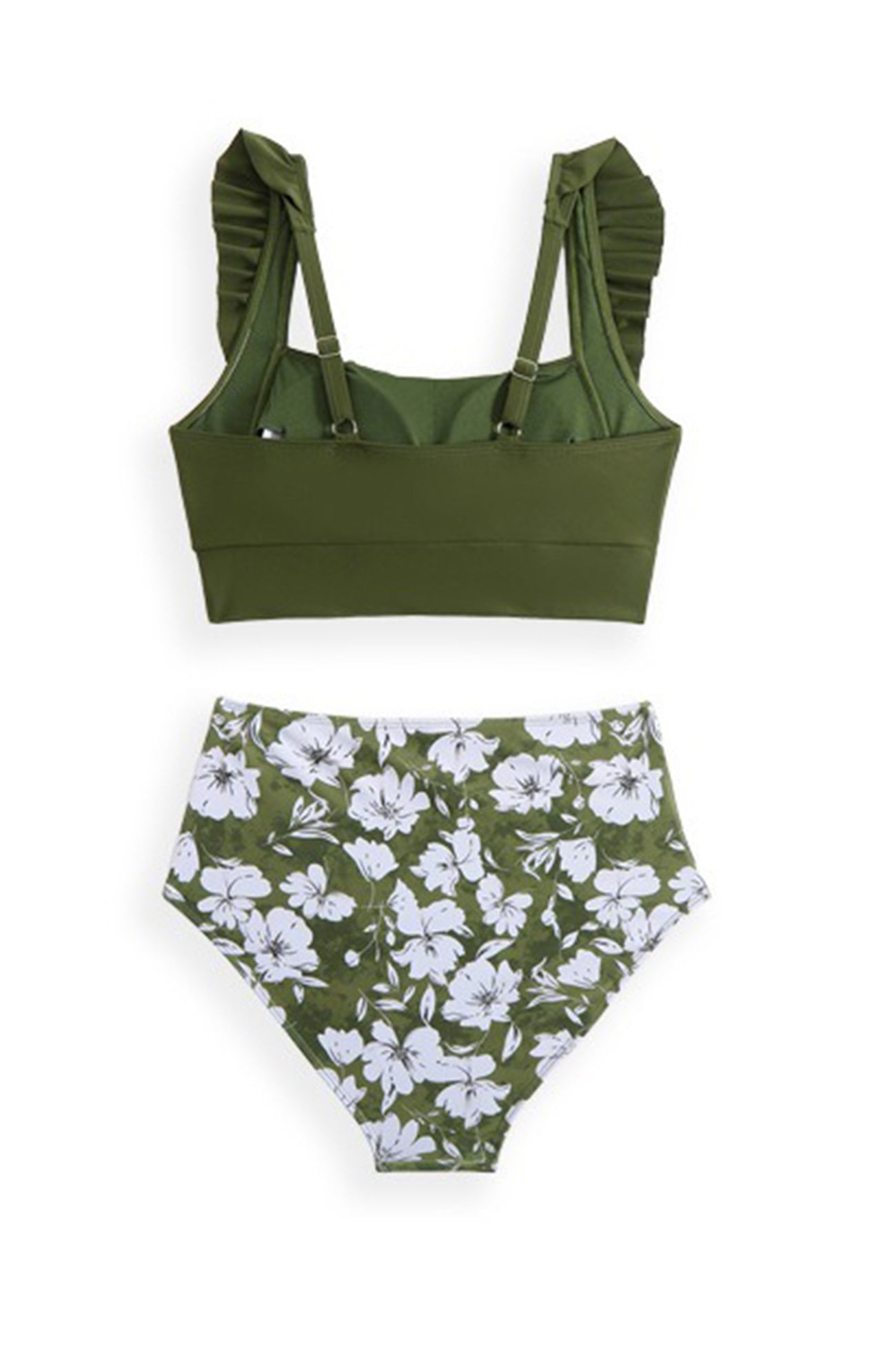 Ruffle Floral Print Swimsuit With Sarong