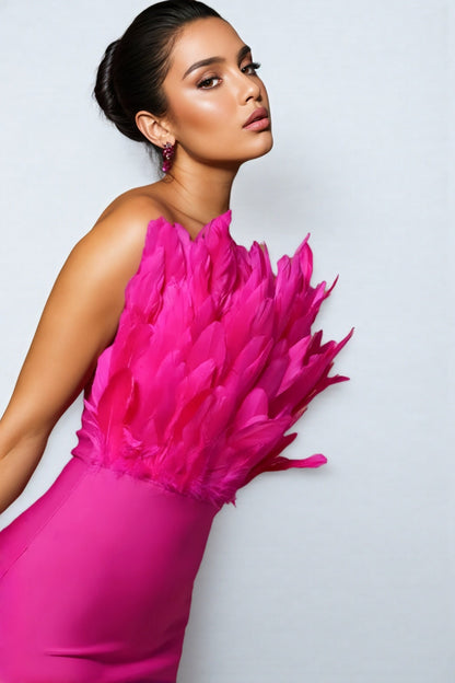 Jalila Feather Sleeveless Midi Dress