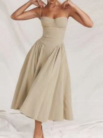 Camisoles Big Swing Solid Color Midi Dresses