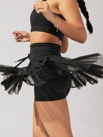 Culottes Sports Pocket Mesh High Waist Skirts