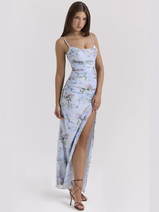 Floral Camisoles Slit Sexy Parties Midi Dresses
