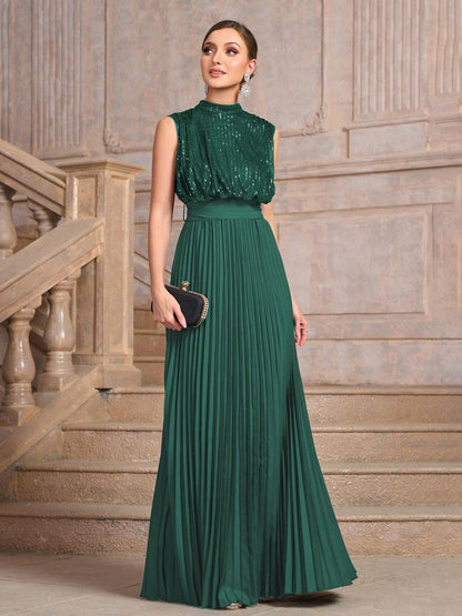 Sequins Crimp Banquet Formal Dress Party Wedding Backless Maxi Dresses