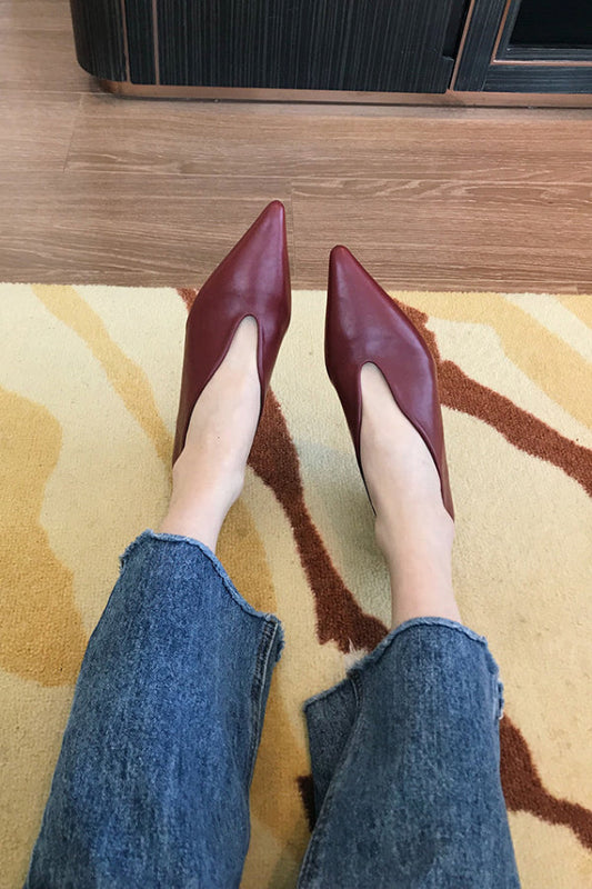 Retro Pointed-toe Low-cut Flat Shoes