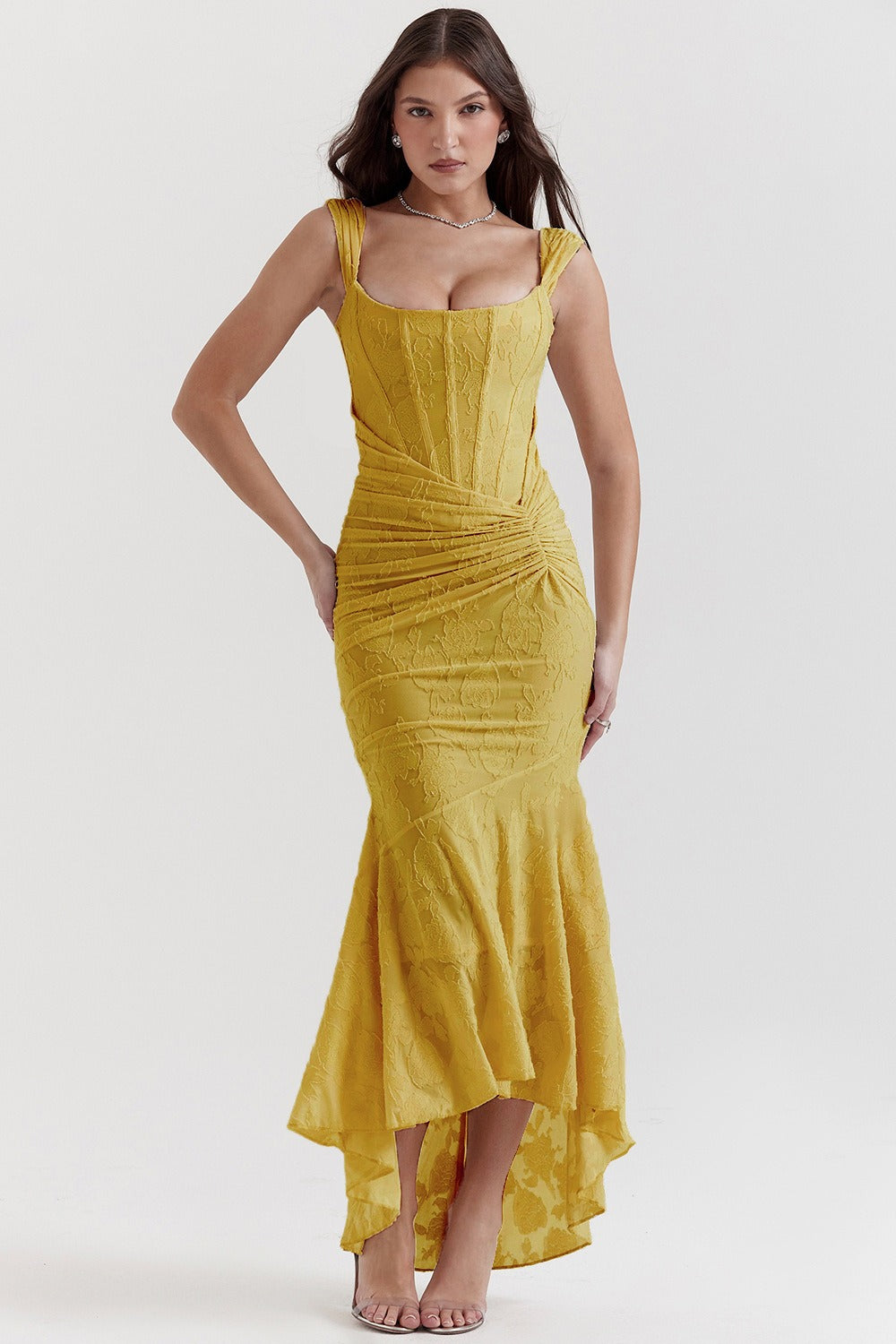 Stretch Mesh Jacquard Mermaid Formal Dress