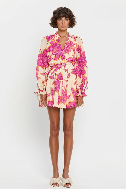 Sexy All Over Print Long Sleeve Slim Mini Dress