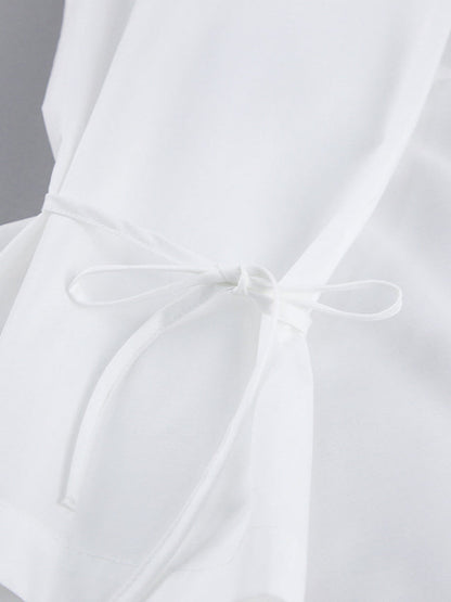 Bow Tie Long Sleeve White Blouse