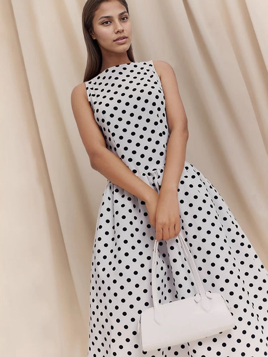 Sleeveless Polka Dots Dot Grace Maxi Dresses