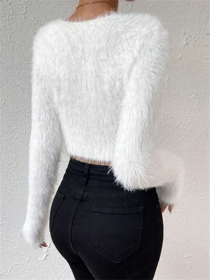 V-neck Plush Short Sweaters